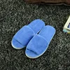 Best quality in stock custom printed coral fleece closed toe disposable guest indoor slipper