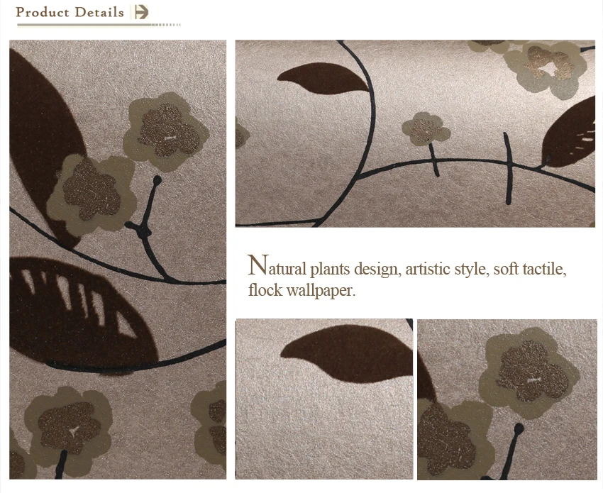 Plant Design Non-woven Flock Beautiful Nature Wallpaper