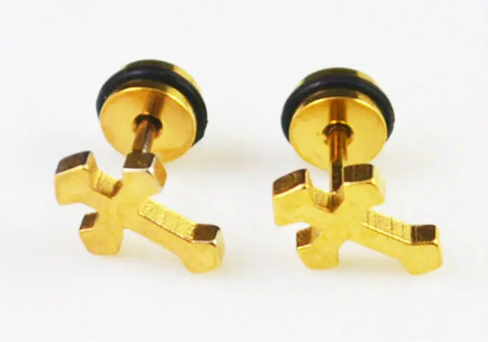 Gold Cross Earrings For Men Find Get Quotations 2pcs Plated Gold Earrings Mens Studs Cross Pattern Color S48