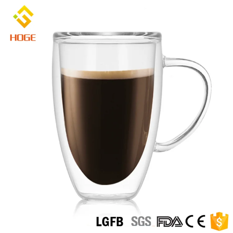 Wholesale Machine Blowing Clear Double Wall Glass Coffee Cup Glass