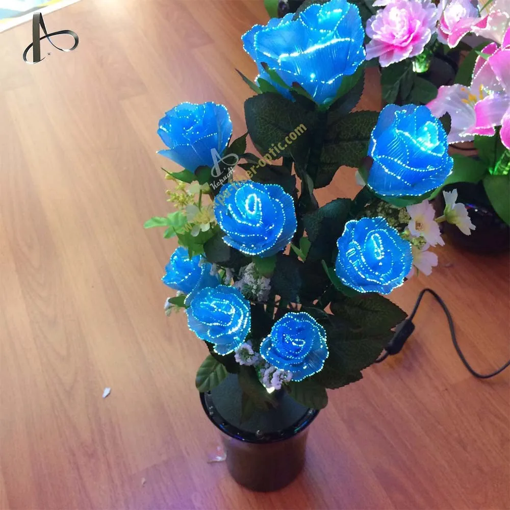 Alibaba China Indoor Bedroom Lighting Led Fiber Optic Flower Rose