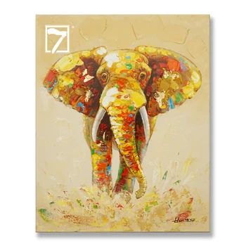 Animal Art Paintings Handmade Bright-coloured Elephant Wildlife Oil