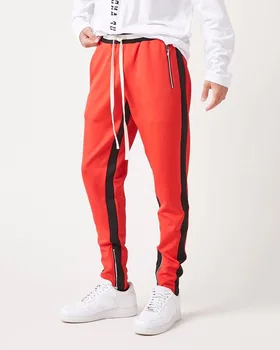 black joggers with red stripe mens