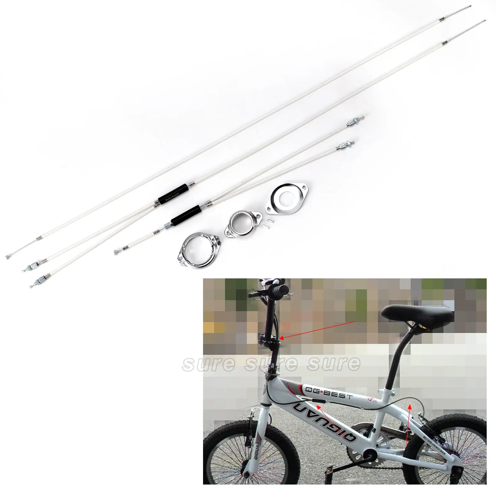 BMX Gyro Brake Cables COMPLETE SET Front Upper + Lower Spinner Rotor Rear