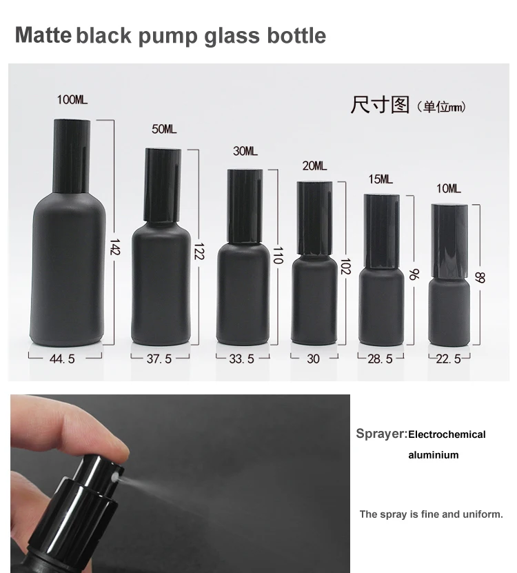 50ml Perfume Essential Oil Spray Matte Black Glass Bottle