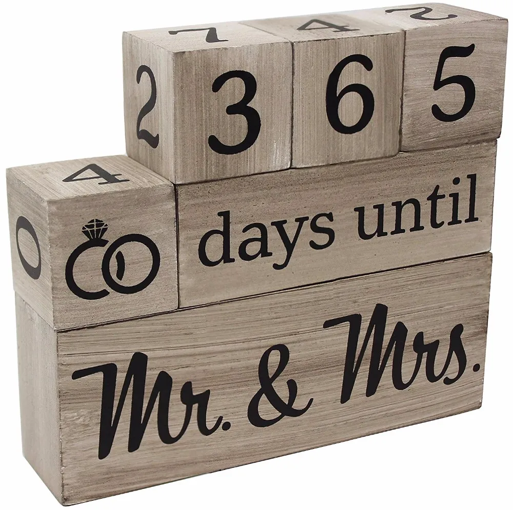 Details about   Countdown Calendar Blocks Sign-Counting Down Days Until Mr&Mrs-Wooden Enga K6M3 
