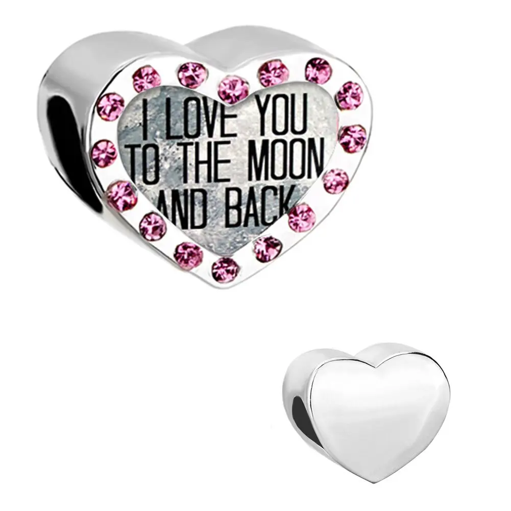 Buy Mother 39 S Day Gifts I Love You To The Moon And Back Heart Love Rose Pink Crystal Birthstone Beads Fit Pandora Jewelry Bracelet In Cheap Price On M Alibaba Com