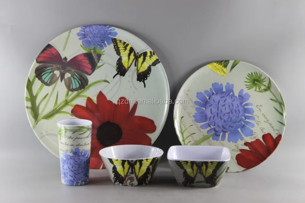 Solid Melamine Dinner Set,Green Plastic Tableware Set