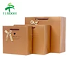 4 sizes available wholesale retail distribution stock full copper printing paper luxury shopping bag with ribbon bowknot