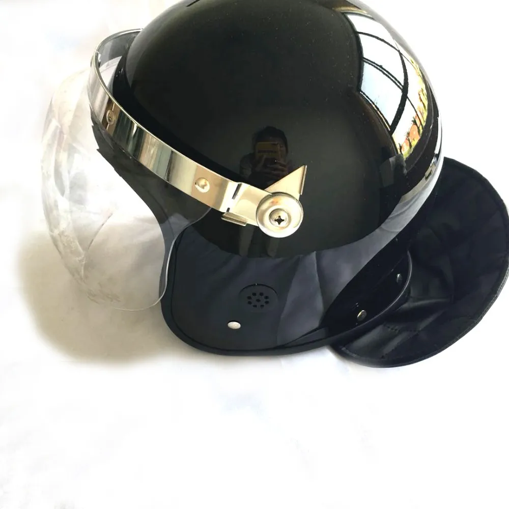 Black Police Anti Riot Helmet With Neck Protection - Buy Abs Helmet