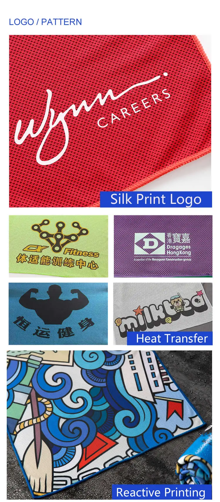 Custom Package Design Printing Fresh Cool Refreshing for Neck and Face Cooling towel