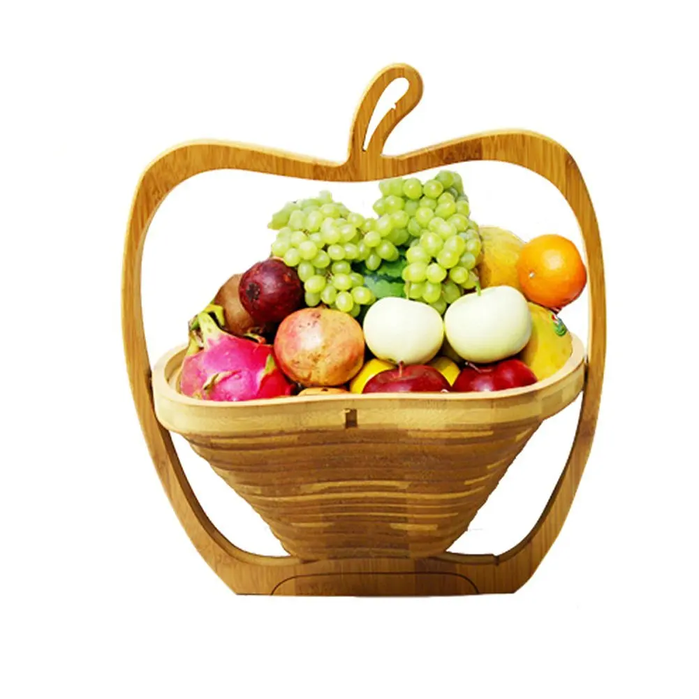 Buy Bopstyle Mothers Day Gifts Apple Shaped Wooden Fruit Basket Stand With Handle For Display Storage Collapsible Kitchen Accessory In Cheap Price On Alibaba Com