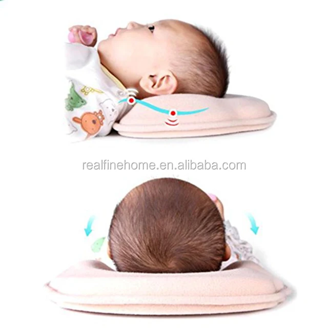 Baby Head Shaping Pillow Baby Pillow to Prevent Flat Head Supports Newborn Head Shape Baby Protective Pillow Light Coffee Striped