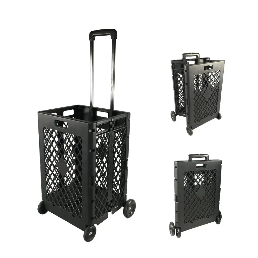 High Quality Fold Up Plastic Shopping Luggage Cart Trolley Folding Cart ...