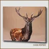 Thick texture splash modern art paintings of deer for home decoration