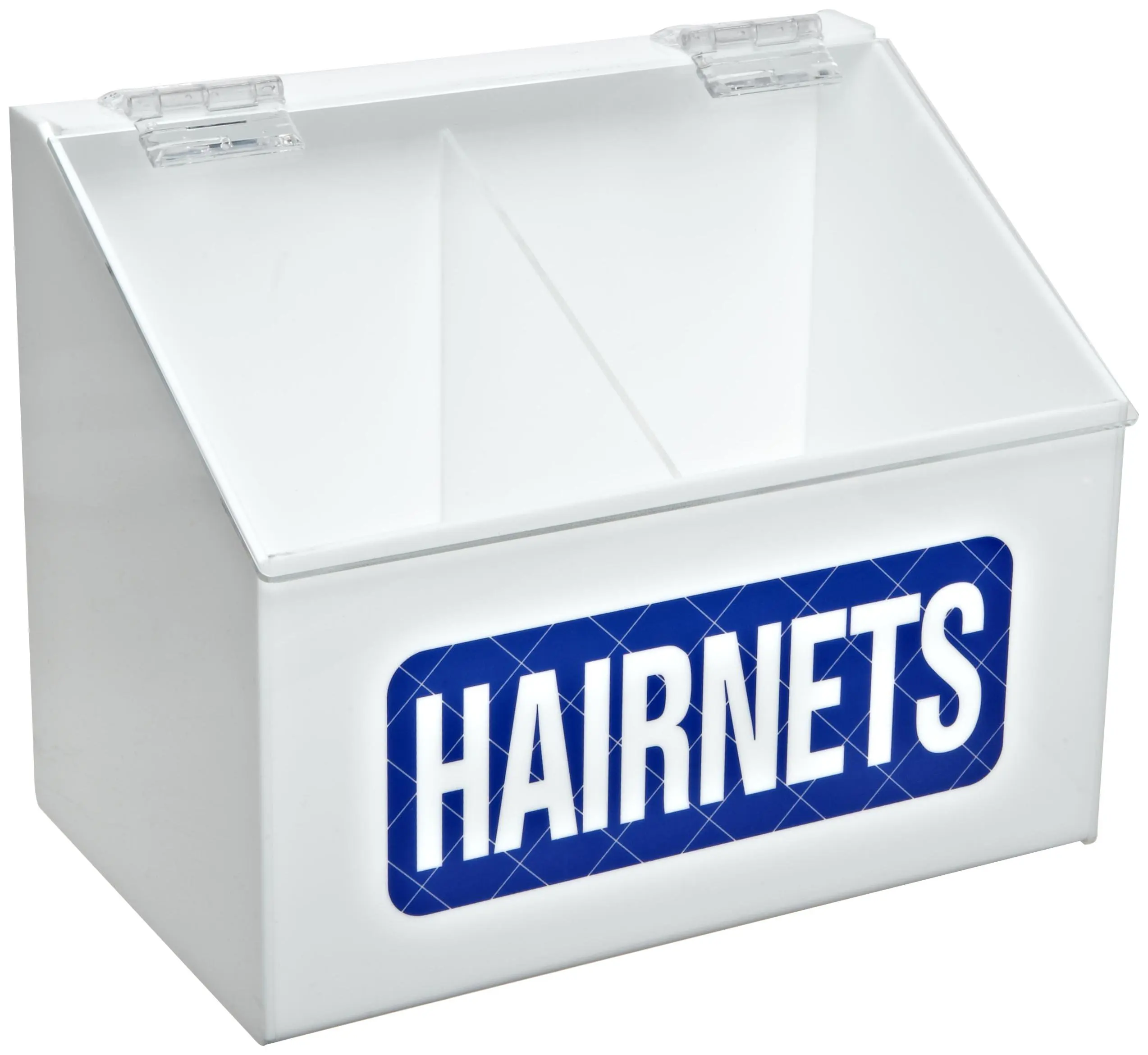 Brady PD240E 7-3/4" Height, 9-3/4" Width, 6" Depth, Acrylic, Blue On White Color Hairnets Dispenser