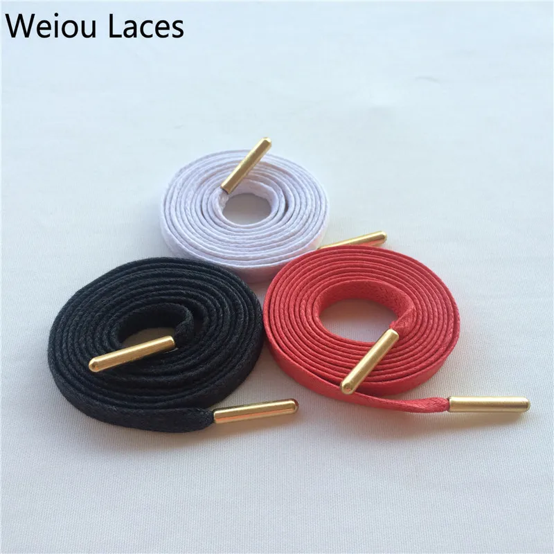 white flat waxed shoelaces