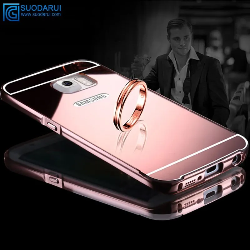 New arrival aluminum metal mirror case for samsung galaxy J7 mirror back cover case