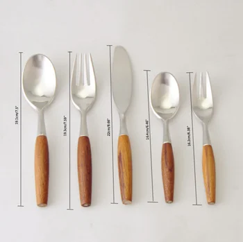 Stainless Steel Flatware Set Knife Soups Salad Fork Teaspoon With Stainless Steel Flatware Set Knife Soups Salad Fork Teaspoon With Creative Wood Handle Cutlery