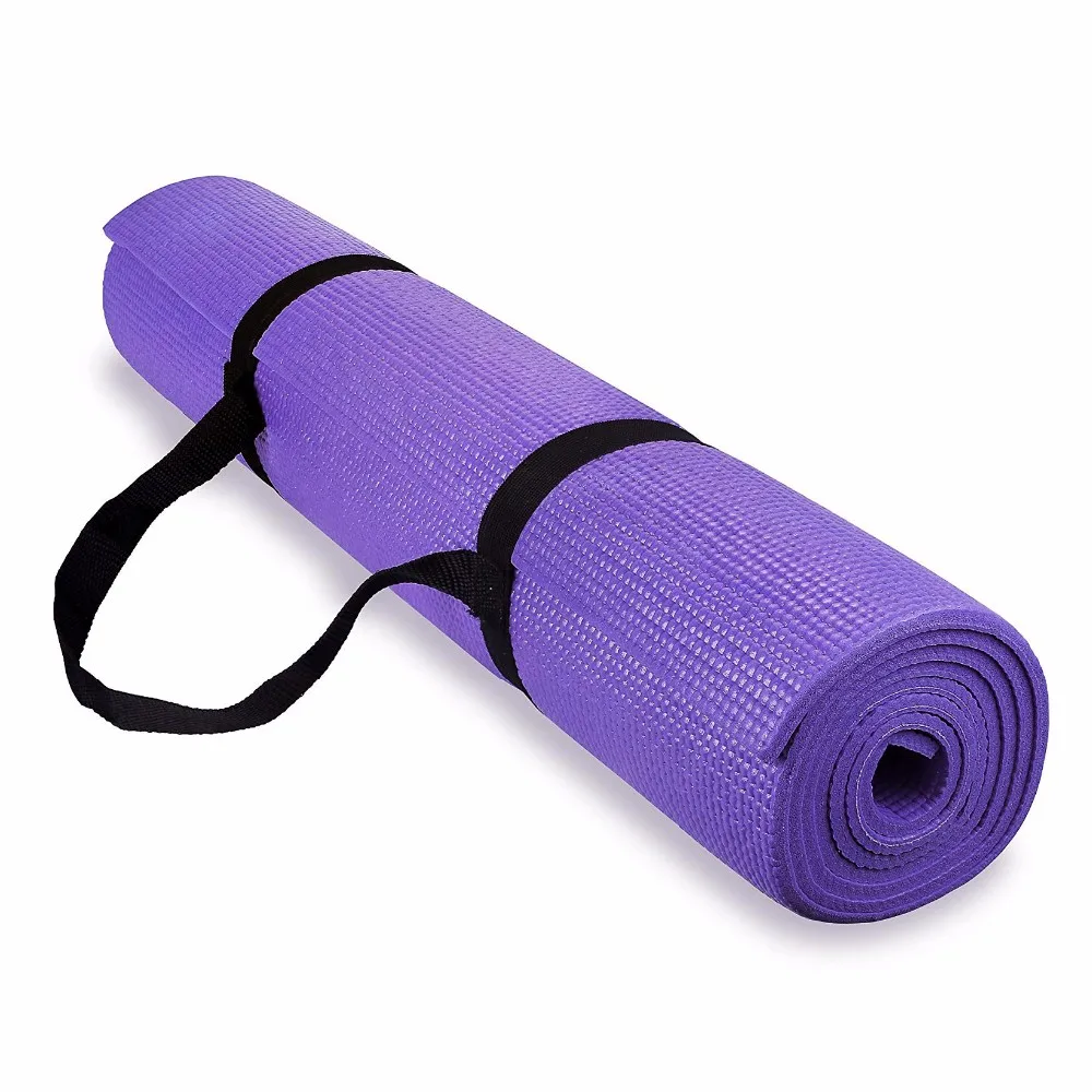 Gym Exercise Black Color 6mm Yoga Mat With Carrying Strap - Buy 6mm ...