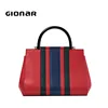 Amazon Hot Sale Ladies Genuine Plain Nappa leather Red Color handbags brands best tote bags with Privated Label