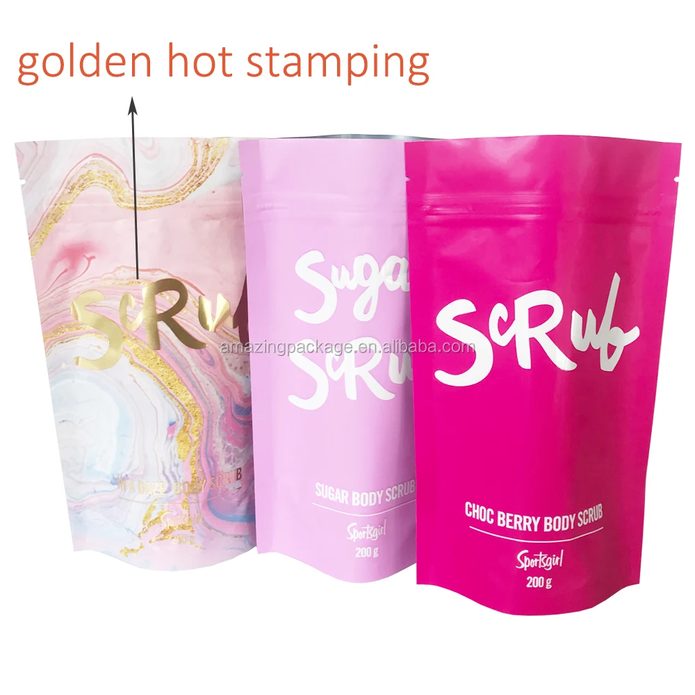 Zipper Waterproof Frosted Stand Up Pouch Body Scrub Stand Up Pouch