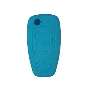Fu's store(TM) New arrival Silicone Protective Case Cover Holder for 2011-2013 FORD Focus Flip Remote Key Fob Entry Folding Flip Shell Remote 6 colors multicolor (Light Blue)