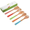 Silicone Handle Kitchen Cooking Utensils 5 Set of Bamboo Kitchen Tools
