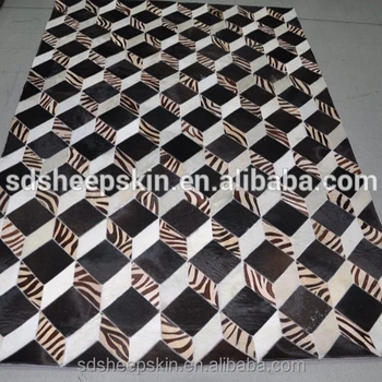 Nature Patchwork Cowhide Carpet Cow Hair On Leather Carpet