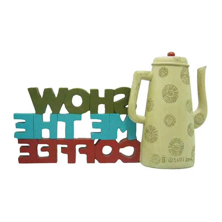 Factory kettle with "show me the coffee" cafe crafts creative decorations