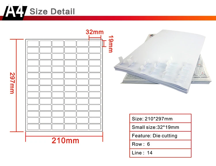 Gl44 50 Sheets White Label Sticker 84pcs/a4 Size Sticker Self Adhesive