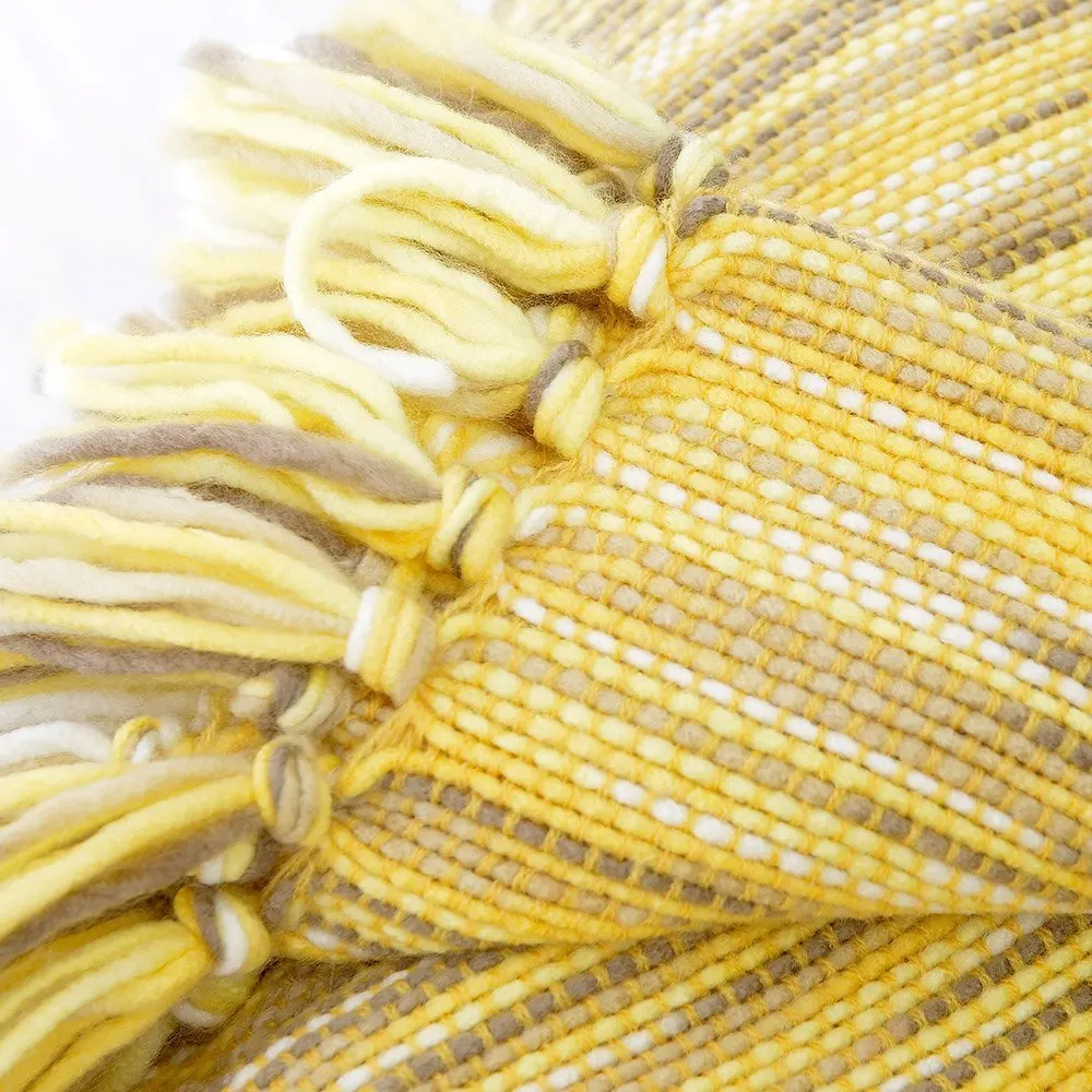 Decorative Throw Blanket Couch Throws Sofa Cover Soft Bedding Yellow Blanket Throw With Fringe
