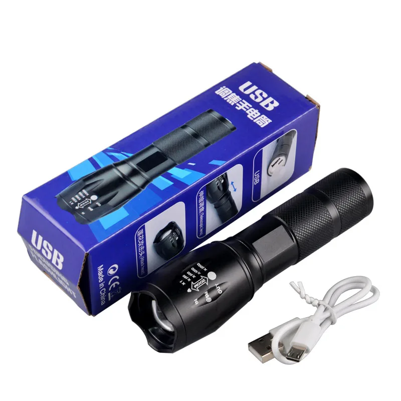 800LM CREE LED Torch Zoomable USB Rechargeable Flashlight Torch Waterproof  UK