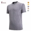 gray plain cotton polyester blend slim fit gym tight sports t shirts for men