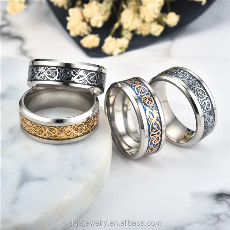 anillos de anillo de bodas fiesta de bodas CE _ nuevo Celtica dragón Titan señores de acero inoxidable