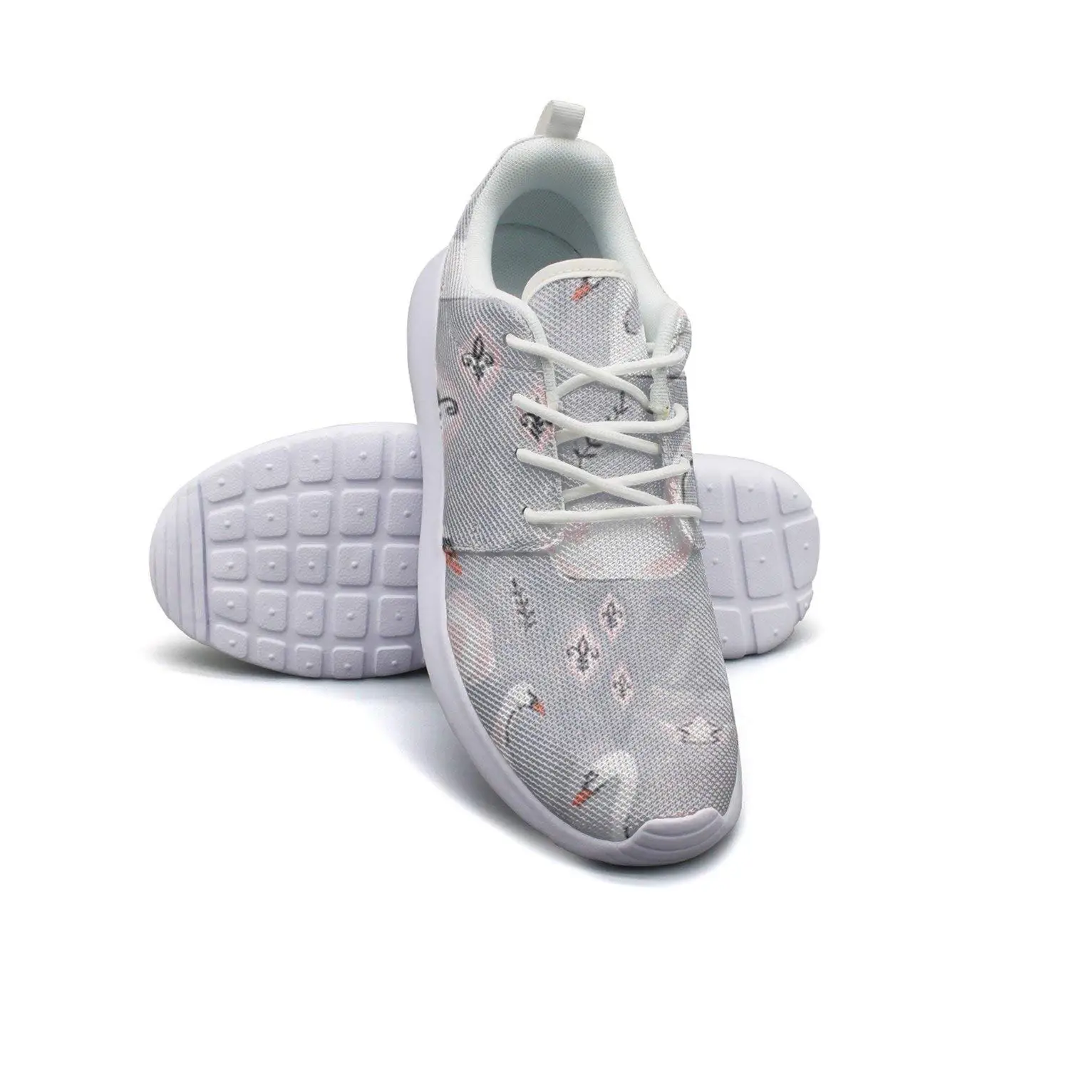 HJXJESSIE Woman's Swan Watercolor Painting Running Shoes Jogging Runner Sports Sneakers