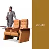 Luxury Fully Upholstered Theater Chair With Foldable Cup Holder Armrest With Wood Finished Surface