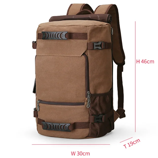 canvas and leather backpack