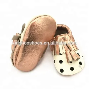 rose gold baby moccasins