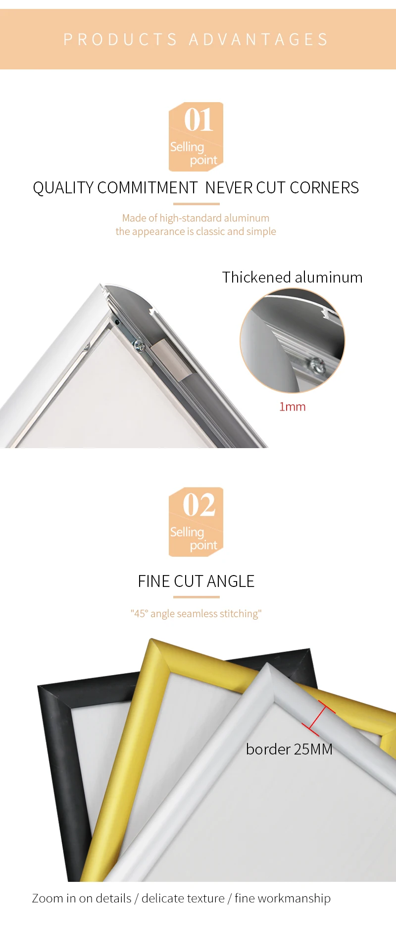 Custom 24x36 Gold Poster Display Frame,Wholesale A1 A2 A3 A4 Size