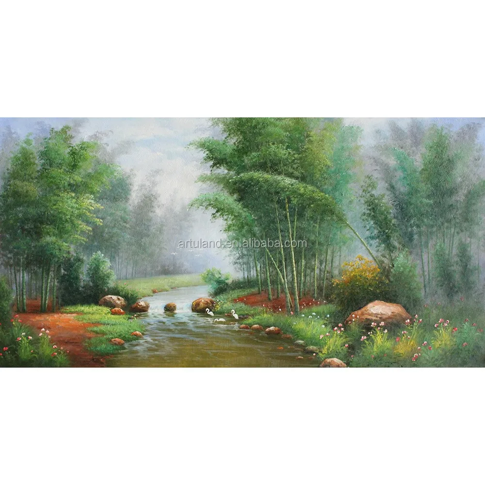 Cinese colorato montagna paesaggio dipinto ad olio con acqua arte ...