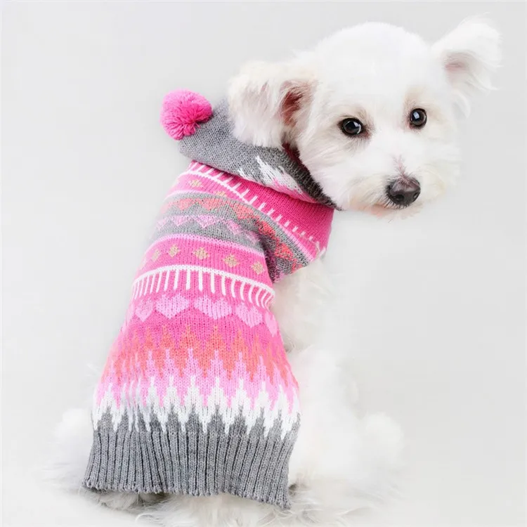 Paleo Pet Apparel Adorable Christmas Pet Winter Clothes Warm Dog Knit Sweater Ruffle Dress Custom Heart Pet Clothing