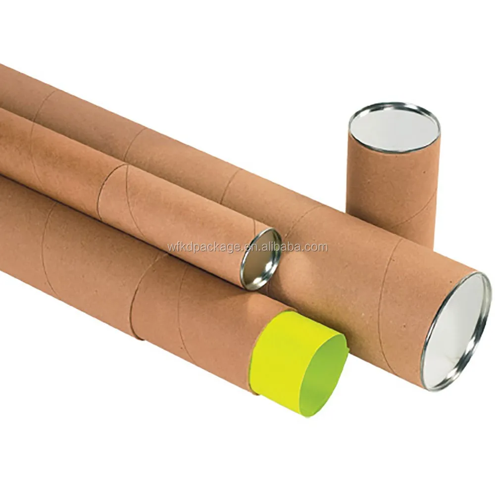 Recycled Kraft Paper Mailing Poster Tube Packaging Tube With Plastic ...