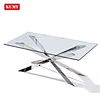 Tempered Glass Metal Frame Cross Leg Mesa Comedor De Salle A Manger Room Table Set Designs Mirrored Dining Table