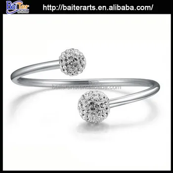 Korean Model Ing Two Round Women 925 Sterling Silver Korean Model Ing Two Round Women 925 Sterling Silver Bracelet Bangle