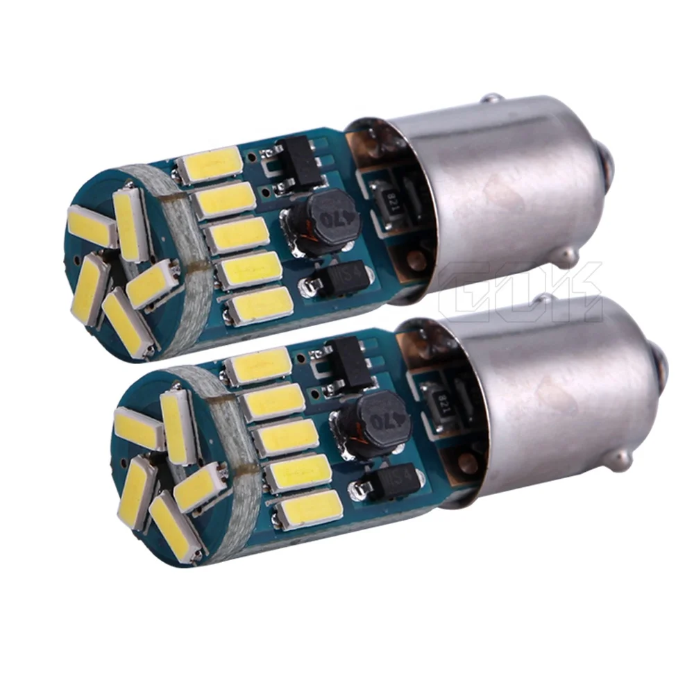 TABEN 4pcs Canbus BA9s LED Bulb 15 SMD 4014 Chipset BA9S H6W T4W Parking Light Backup Reversing Side Light Bulb Error Free White Light Bulb 12V 