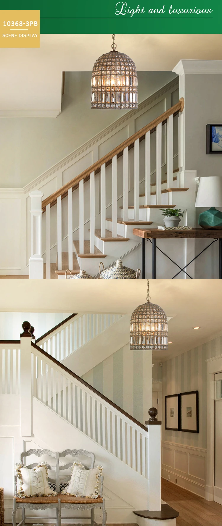 Modern American living room decoration K9  clear  crystal pendant lamp