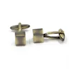 Promotional custom logo antique brass square blank cufflinks