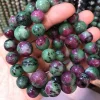 12mm round gemstone semi-precious stone ruby zoisite stretch elastic bracelet
