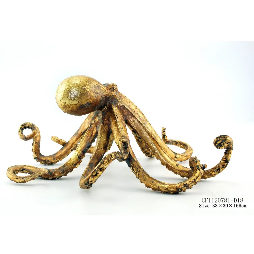 Resin Art Goldleaf Octopus Sculpture Animal Figurine Home Decoration Europe Folk Art Artistic Shine D Picture Shown CN;FUJ 50PCS manufacture